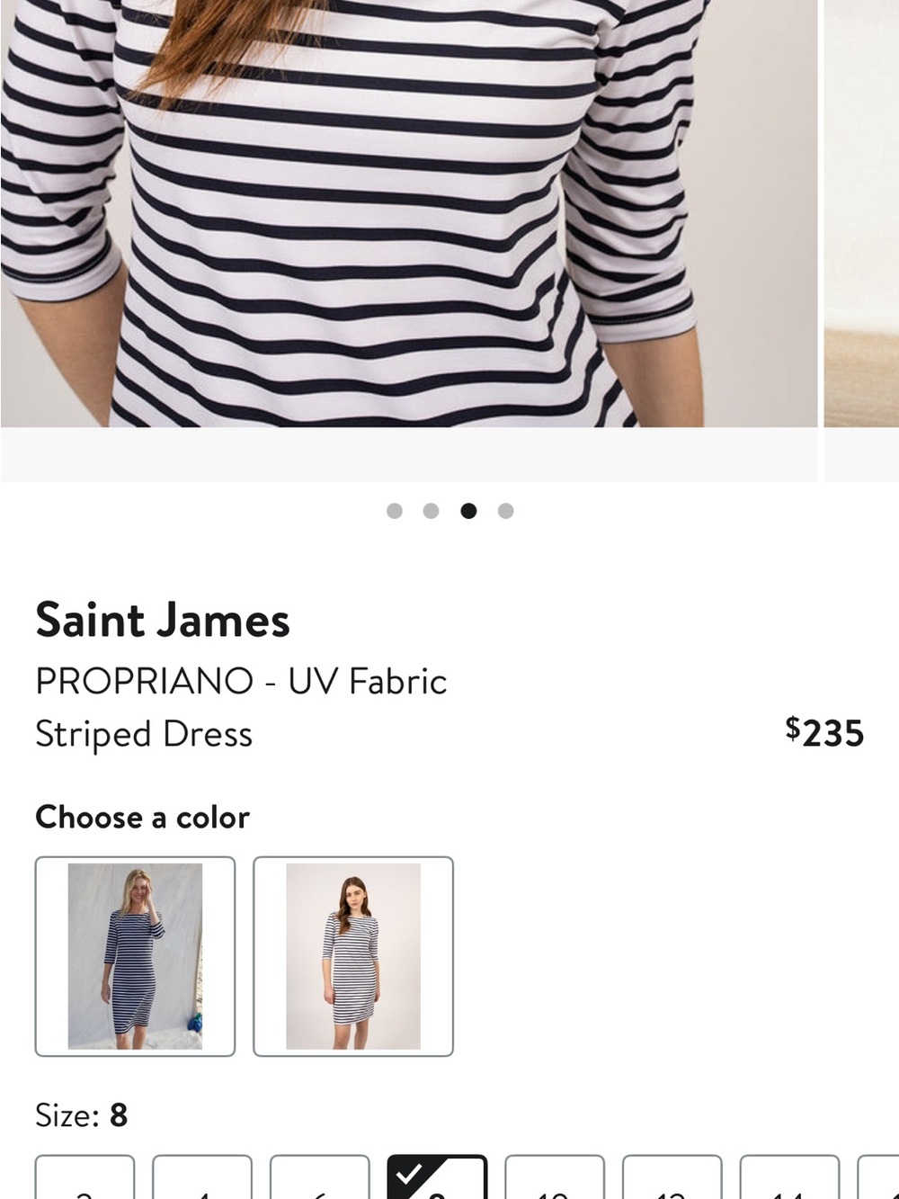 Saint James Propriano UV Fabric Blue and White Striped Midi Dress - Picture 9 of 10